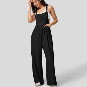 Halara Adjustable Strap Wide Leg Waffle Knit Overall Jumpsuit Size M (8-10)